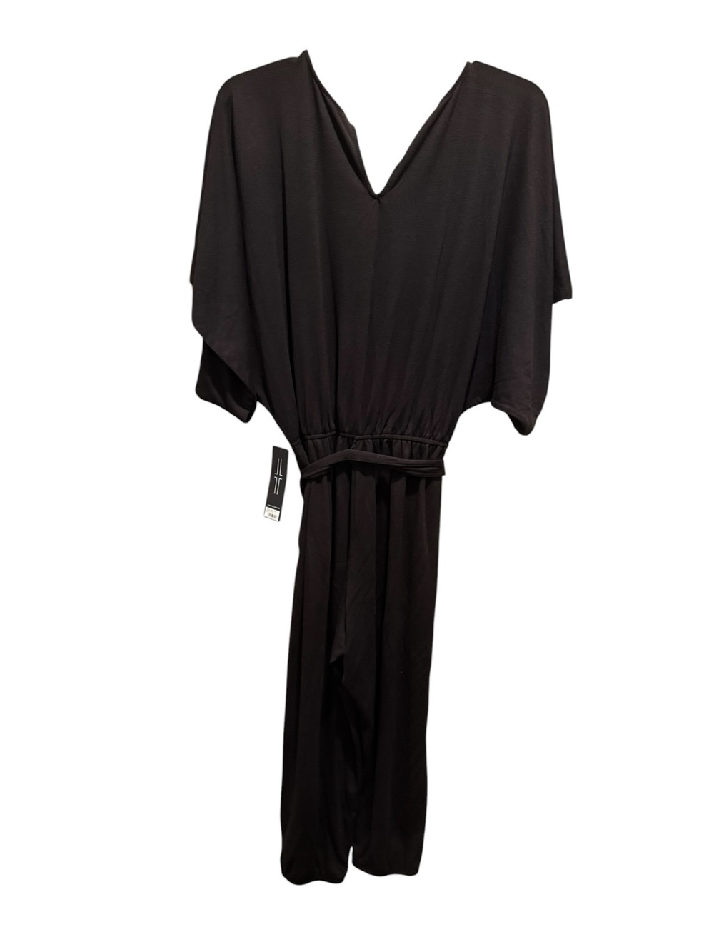 Liverpool Black V-Neck Jumpsuit Wide Leg Pull Over Tie Belt Womens Size XL
